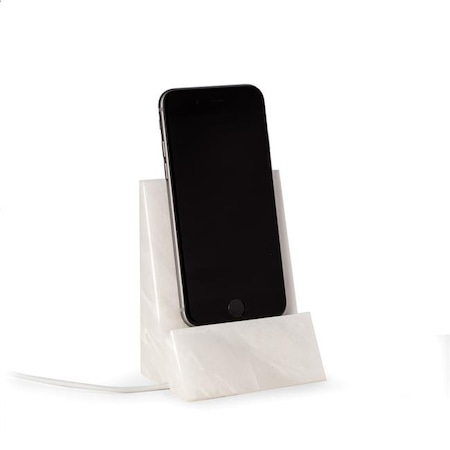 Bey Berk International Bey-Berk International D029 White Marble Desktop Tablet Cradle with a Pass-Thru Hole for Charging Cable D029